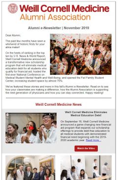 Alumni e-newsletter screenshot